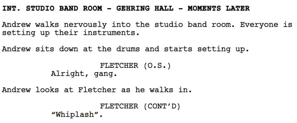 screenplay scene description