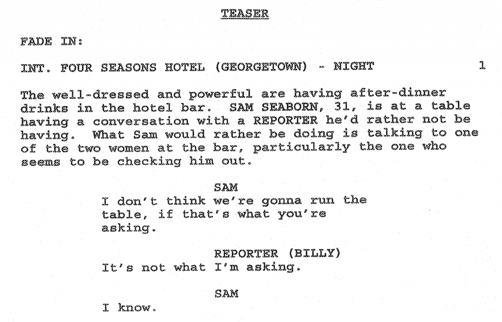 Scan - The West Wing Screenplay Teaser 