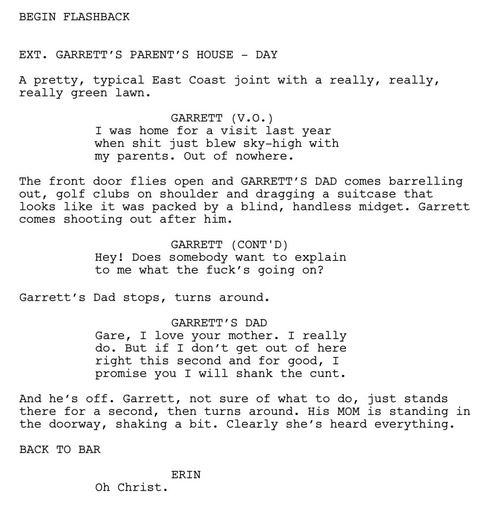 how to write a flashback in a script
